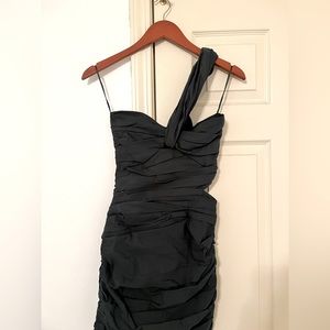 Zara forest green asymmetrical dress